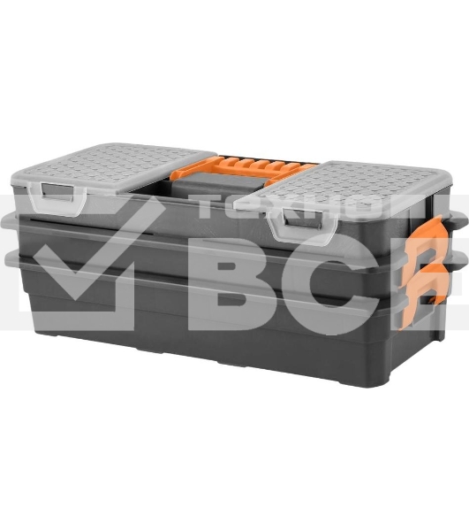 Ящик для инструментов BLOCKER BR396110026 Expert 16' с двумя лотками серо-свинцовый/оранжевый