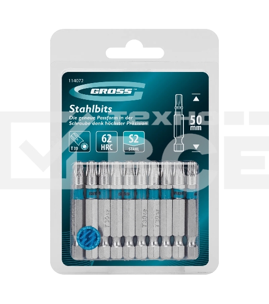 Бита Torx 30х50 мм, сталь S2, шестигр., 10 шт. Gross