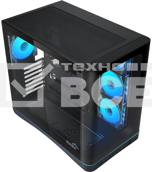 Корпус SAMA V62S, Midi-Tower, чёрный, 4 x 120 мм