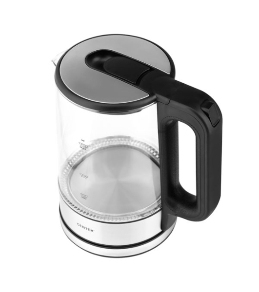 Электрочайник Centek CT-0032 прозрачный, 1.7 л, 2200 Вт, скрытый нагревательный элемент