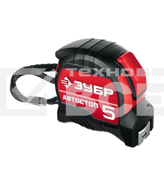 Рулетка Зубр АВТОСТОП 5м / 19мм с автостопом и ударостойким обрезиненным корпусом
