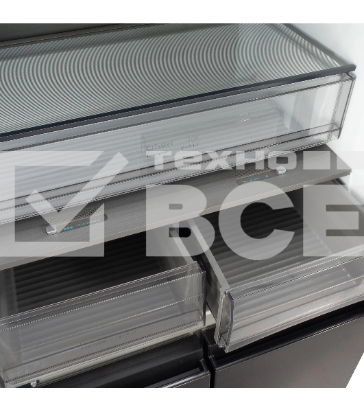 Холодильник Hyundai CM45043F черная сталь трехкамерный 405/270л морозилка снизу No Frost, Side by Side