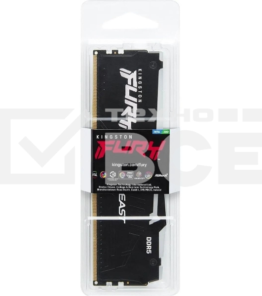 Оперативная память Kingston Fury Beast, DDR5, 16GB (1x16GB), 6000MHz, CL30, с радиатором, RGB, черный
