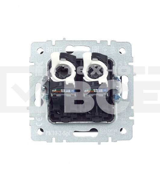 Розетка компьютерная двойная IEK BRITE РК10-2-БрГ RJ45 кат.5E графит
