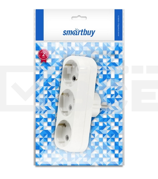 Тройник Smartbuy (SBE-16-A02-3z) 3 гнезда с заземлением плоский 16А 250B