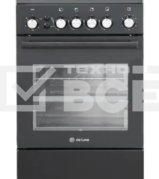 Плита Газовая De Luxe 5040.40г (кр) ЧР-015 черный (стеклянная крышка) реш.чугун