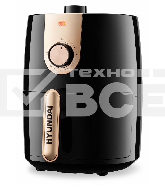 Аэрогриль Hyundai HYF-2057 1000Вт черный/золотистый
