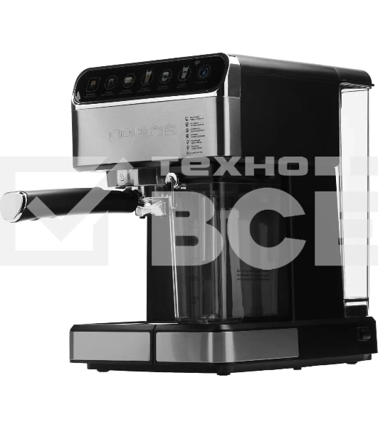 Кофеварка эспрессо Polaris PCM 1540 нержавеющая сталь, исп. кофе - молотый/капсулы, 1.8 л, 1400 Вт, 15 Бар.