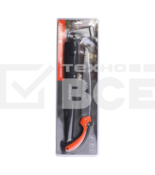 Ножовка садовая Patriot SP-270, нескладная, ножны, лезвие (япон.стальSK5,270 мм,7TPI), PP+TPR-ручка