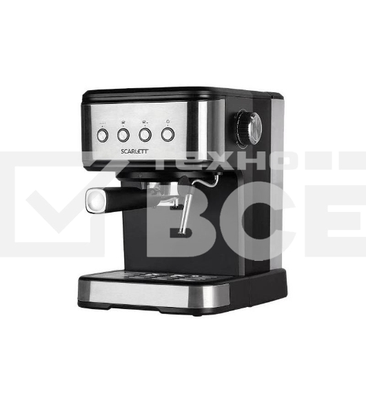 Кофеварка рожковая Scarlett SC-CM33022 серебристый/черный, исп. кофе - молотый, 1.5 л, 1100 Вт, 15 Бар.