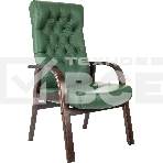 Кресло офисное Бюрократ T-9928WALNUT-CF, зеленый, кожа, на ножках, дерево, фото 1
