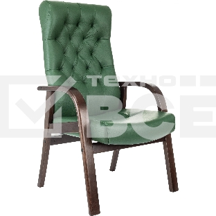 Кресло офисное Бюрократ T-9928WALNUT-CF, зеленый, кожа, на ножках, дерево