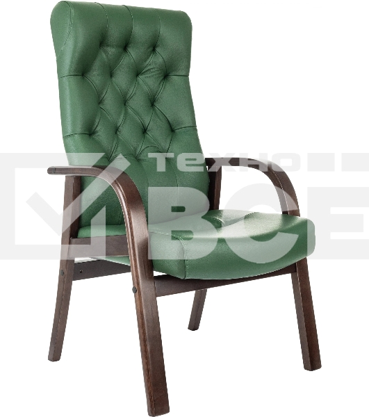 Кресло офисное Бюрократ T-9928WALNUT-CF, зеленый, кожа, на ножках, дерево