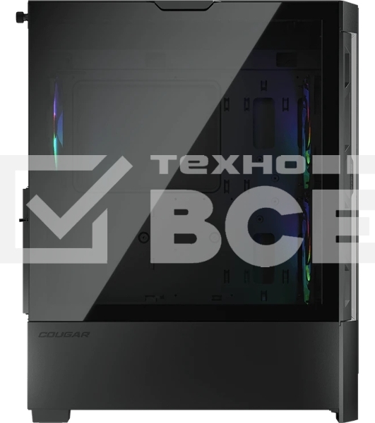 Компьютерный корпус Cougar Airface RGB Black, 2х140мм + 1x120мм ARGB Fan, ARGB Fan Hub, без БП, черный, ATX