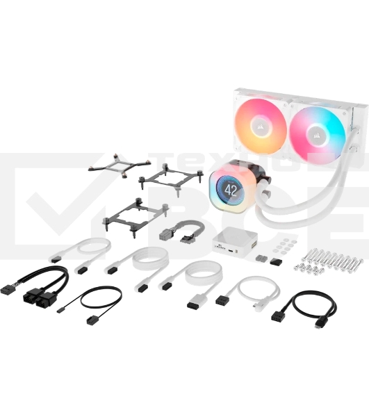 Система жидкостного охлаждения Water Cooling System Corsair iCUE LINK TITAN 240 RX LCD (240мм, белый, RGb/Fans: 2x120мм, 73.5CFM, 36dBA, 2100RPM/S: 1851, 1700, AM5, AM4)