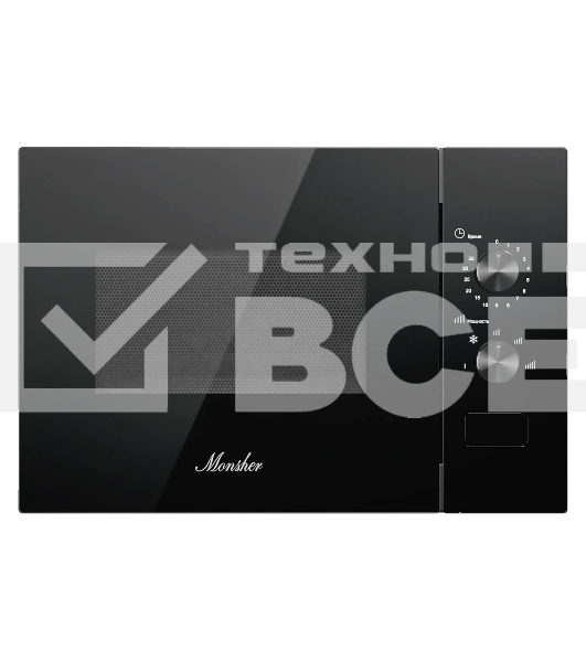 Встраиваемая микроволновая печь MONSHER MMH 1015 Noir, High-Tech, 15 л, мощность 600 Вт, 5 уровней мощности, размораживание, поворотное управление, черный