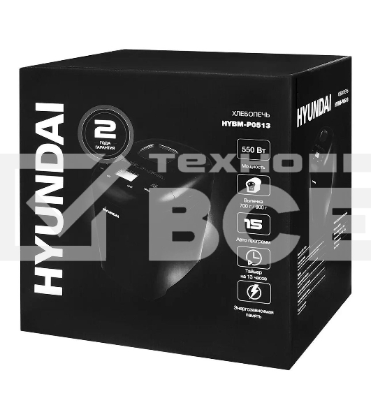 Хлебопечка Hyundai HYBM-P0513 550 Вт, черный