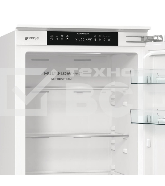 Встраиваемый холодильник Gorenje NRKI517142, полезный объем 243 л, электронное управление, цифровой дисплей, автоматическое размораживание No Frost, быстрое замораживание, интенсивное охлаждение, зона свежести с контролем влажности, слайдерное крепление, энергоэффективность А+