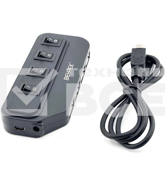 Разветвитель USB 2.0 BPH-1907 4порт. черный
