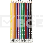 Карандаши цветные Silwerhof Create 3мм, шестигранный профиль, пластик, ассорти, 12 цветов, коробка с европодвесом ластик, фото4