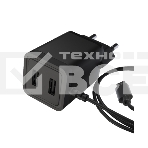 Сетевое зарядное устройство Maxvi A302M 2хUSB 3А 15W + литой кабель MicroUSB 1.2м, черный, фото 1