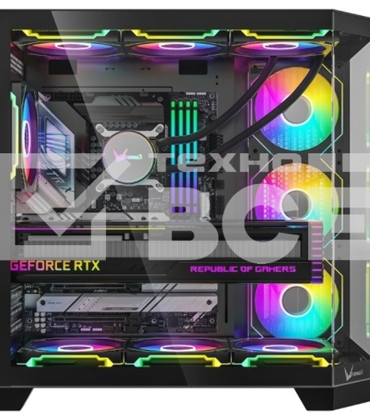 Компьютерный корпус Formula V Line Crystal Z6 Black, ATX, Left & Front & Bevel side Tempered Glass, TYPE-C*1, USB3.0*2