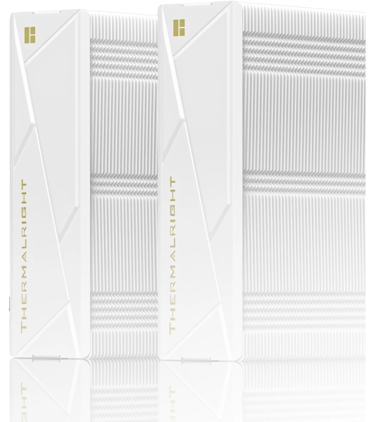 Кулер для процессора Thermalright Royal Pretor 130 Ultra White (4-pin PWM, 158mm, Ni/Cu, 7x6mm, 1x120mm ARGB +1x130mm, 69CFM/81.88CFM, 27dBA/28.3dBA, 2150RPM/1750RPM, S: 1200, 1700, 1851, 115X, 2011, 2066, AM4, AM5, white)