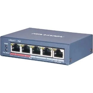 Коммутатор Hikvision DS-3E0505P-E/M, 4×1 Гбит/с PoE+ + 1×1 Гбит/с, неуправляемый