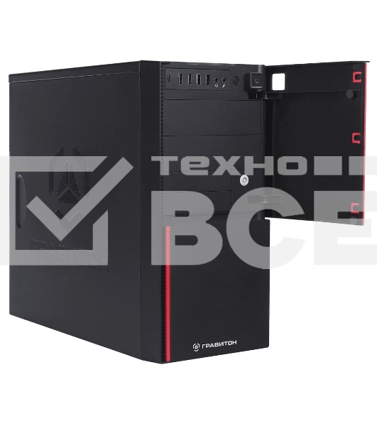 Персональный компьютер Гравитон Д50А AMD Ryzen 5 5600G(3.9Ghz)/8192Mb/256SSDGb/war 3y/black/noOS + /К+М