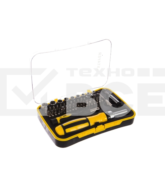 Ручной инструмент Набор STAYER Отвертка 'MASTER' реверсивная с эргономичной ручкой, с насадками, в пластмассовом боксе, 65 пред.,(25310-H65)