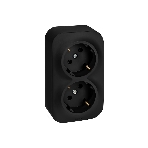 Розеточный блок двойной с заземлением предварительным подключением без шторок 16А 250В винтовые зажимы накладной Quteo IP20 Чёрный матовый, фото2