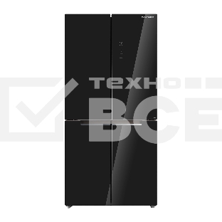 Холодильник Willmark MDC-711IGB чёрный трехкамерный 300/124л морозилка снизу, No Frost, Side by Side