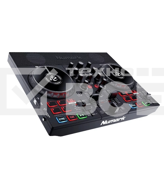 Контроллер DJ [PARTYMIXLIVEXEU] Numark [Party Mix Live] 2-х канальный, 2 сенсорных джога, 24-битный аудиоинтерфейс, 3,5 мм стерео выход, выход на наушники, встроенные динамики, RGB лампы, ПО Serato DJ Lite