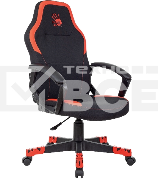 Кресло игровое A4Tech Bloody GC-190 черный/красный, текстиль/эко.кожа, крестов. пластик