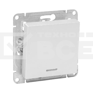 Механизм выключателя EKF UP1-SWA-14 одноклавишный, с подсветкой, алюминий Эпика