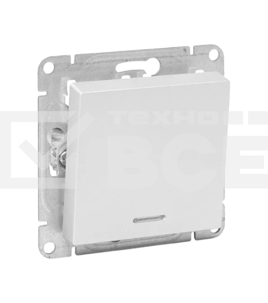 Механизм выключателя EKF UP1-SWA-14 одноклавишный, с подсветкой, алюминий Эпика