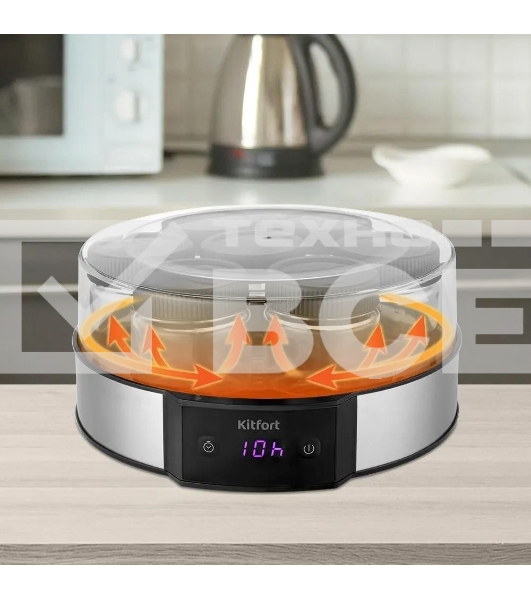 Йогуртница Kitfort КТ-6295 20Вт 7б. 190мл упр.:электрон. серебристый/черный