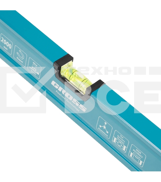 Уровень Gross 33656 алюминиевый, магнит., фрезерованный, 3 глазка, 0,5 мм/м, 2000 мм