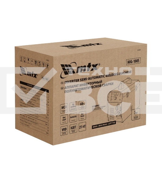 Аппарат инвертор. полуавтомат. cварки MIG-180S, 180A, ПВ 60%, катушка 5 кг MTX