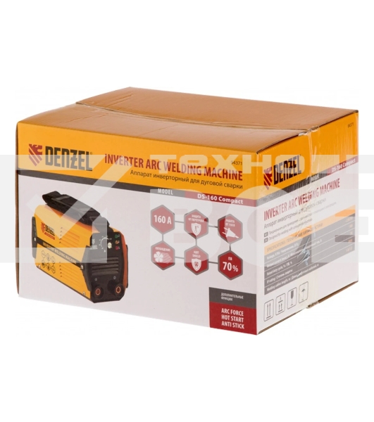 Аппарат инвертор. дуговой сварки DS-160 Compact, 160 А, ПВ 70%, диам.эл. 1,6-3,2 мм Denzel
