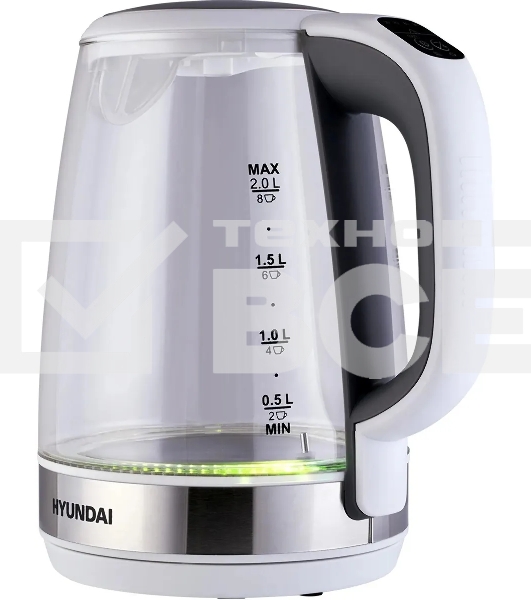 Чайник электрический Hyundai HYK-G8880 2л. 2200Вт серый/серебристый корпус: стекло