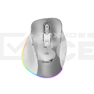 Мышь беспроводная Genius Ergo 9000S Pro серебристый, 2400 dpi, радиоканал, Bluetooth, USB, кнопки - 6