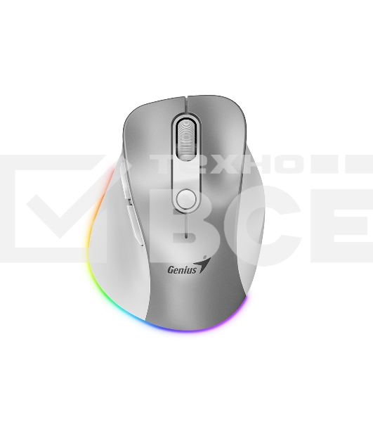 Мышь беспроводная Genius Ergo 9000S Pro серебристый, 2400 dpi, радиоканал, Bluetooth, USB, кнопки - 6