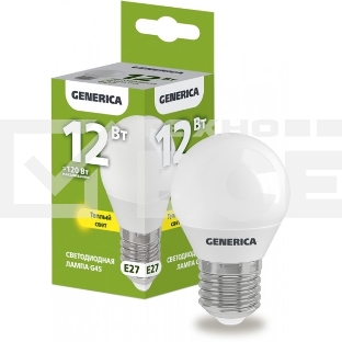 Лампа LED G45 IEK LL-G45-12-230-30-E27-G шар 12Вт 230В 3000К E27 GENERICA