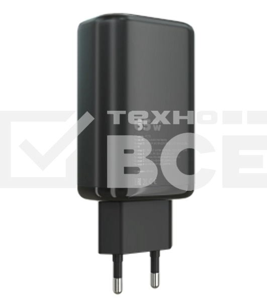 Сетевое зарядное устройство MORE CHOICE (4610196409646) NC79 1USB+2Type-C 3.0A PD 65W быстрая зарядка черный