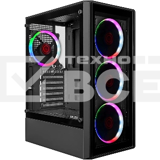Компьютерный корпус Ginzzu CL325 ATX FAN 4*RR4 FRGb передняя панель Стекло