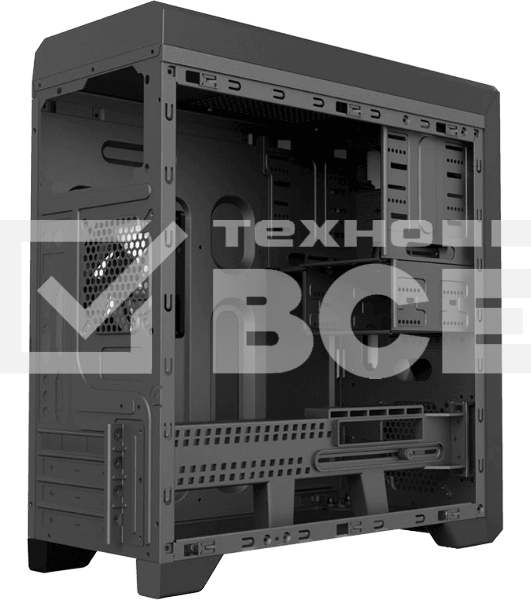 Компьютерный корпус Zircon Ares без БП (Midi Tower, Micro-ATX, черный, 1*USB3.0+2*USB2.0)