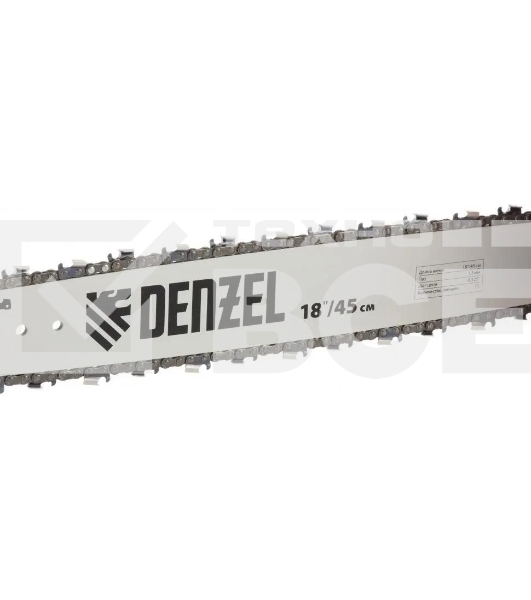 Пила цепная бензиновая Denzel DGS-5218, шина 45 см, 52см3, 3,5 л.с., шаг 0,325, паз 1,5 мм,
