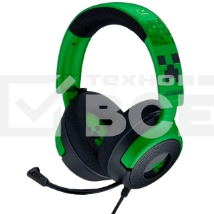 Гарнитура Razer Kraken V4 X зеленый/чёрный, проводная, подсветка