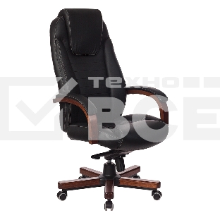Кресло руководителя Бюрократ T-9923WALNUT/BLACK черный, кожа, крестовина дерево